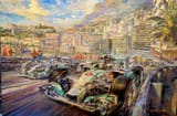Alfredo de la María (Montevideo, Oriental Republic of Uruguay 1945-) Lewis Hamilton and Nico Roseberg in their Mercedes at the 2015 Monaco GP - oil on canvas 2017 [24 May 2015]