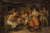 Pavle Jovanović (Vršac, Voivodeship of Serbia, Austrian Empire 1859-1957 Vienna, Republic of Austria) Cockfight, sketch - Oil on panel