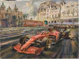 Alfredo de la María (Montevideo, Oriental Republic of Uruguay 1945-) Carlos Sainz Jr. driving his Ferrari at the 2023 Monaco GP - oil on canvas 2023 [28 May 2023]