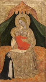 School of Fabriano (14th-15th Century) Madonna and Child - Oil on wood c.1400-min