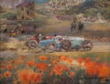 Alfredo de la María (Montevideo, Oriental Republic of Uruguay 1945-) Alberto Divo in his Bugatti Type 35 at the 1928 Targa Florio - oil on canvas 2016 [6 May 1928]