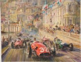 Alfredo de la María (Montevideo, Oriental Republic of Uruguay 1945-) Juan Manuel Fangio driving his Maserati at the 1957 Monaco GP - oil on canvas 2023 [19 May 1957]