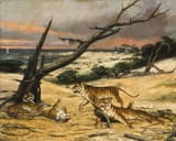 Valery Ivanovich Jacobi (Laishevsky uezd, Kazan Governorate, Russian Empire 1834-1902 Nice, Alpes-Maritimes, French Republic ) Tigers - Oil on canvas 1881