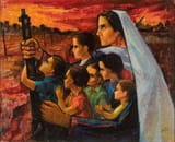 Ismail Shammout (Lydda, Mandatory Palestine, British Empire 1930-2006) The mother - Oil on panel 1970