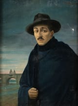 Filiberto Montagud y Díaz (Barcelona, Province of Barcelonma, Kingdom of Spain 1877-1963 Madrid, Spanish State) Portrait of a gentleman with a hat and the Toledo Bridge in the background - Oil on canvas