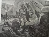 Fernando Mota González (Spanish 19th-20th c.) Otger Catalon defeating the muslims at the Àneu Valley - 1919 [Pyrenees 754; legendary eponym founder of Catalonia]