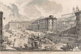 Giovanni Battista Piranesi (Venice, Republic of Venice 1720-1778 Rome, State of the Church) Veduta di Piazza di Spagna - etching on paper 1750-min