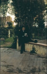 Santiago Rusiñol i Prats (Barcelona, Province of Barcelona, Kingdom of Spain 1861-1931 Aranjuez, Province of Madrid, Kingdom of Spain) Senyor Quer in the Garden - Oil on canvas 1889-min