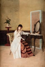 Joaquín Carpi y de Ruata (Tamarite de Litera, Province of Huesca, Kingdom of Spain 1855-1910) Woman at the dressing table - Oil on canvas