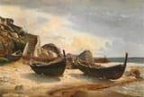 Ernst Christian Frederik Petzholdt (København, Kingdom of Denmark, Denmark-Norway 1805-1838 Patras, Achaea and Elis Prefecture, Kingdom of Greece) Marina Piccola on Capri. Study - Oil on paper-min