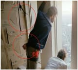 climbing harness and rope