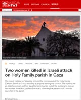 Israeli government shooting women and little girls indiscriminately because churches are actually missile silos Vatican news