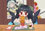 okuu eating a borger