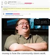 Gaben money is how the community steers work