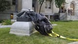 destroyed statue