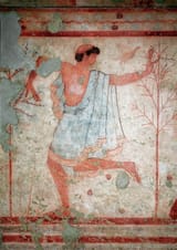 Etruscan_-_Etruscan_art_frescoes_representing_banquet_scenes_detail_representing_a_dancer_T_-_(MeisterDrucke-1126320)