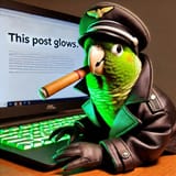 ai_art_green_glowing_parrot_green_keyboard_screen_cigar_awwwk