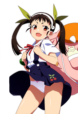 nsfw, 1girl, {{{hachikuji mayoi}}}, pantyshot, upskirt, panties, monogatari (ser s-3926293321