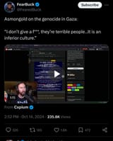 asmongold killing palestinians is a good thing