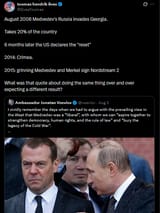 IlvesToomas 04-08-2025 August 2008 Medvedev&#039;s Russia invades Georgia. akes 20% of the country, 6 months later the US declares the &#039;reset&#039;, 2014 Crimea