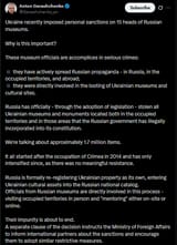 Ukraine recently imposed personal sanctions on 15 heads of Russian museums 05-08-2025 These museum officials are accomplices in serious crimes PT1