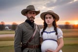 A_pregnant_Anne_Frank_standing_next_to_a_Confederate_soldier_at_Gettysberg,_A_Confederate_Soldier 04