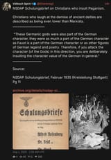 Völkisch Spirit - NSDAP Schulungsbrief on Christians who insult Paganism