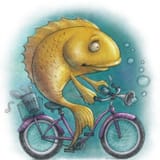 fish on bicycle