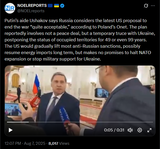 Putin’s aide Ushakov says Russia considers the latest US proposal to end the war &#039;quite acceptable,&#039; according to Poland’s Onet. The plan 07-08-2025 involves not a peace deal