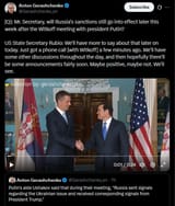 Q] Mr. Secretary, will Russia&#039;s sanctions still go into effect later this week after the Witkoff meeting with president Putin 06-08-2025 US State Secretary Rubio HD