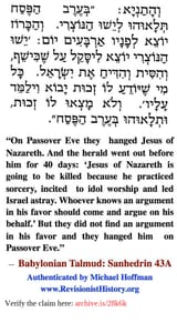 jews hang jesus by talmud