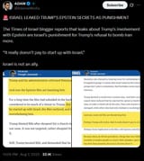 epstein trump times of israel blackmail
