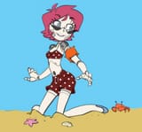 robot maid tomboy beach