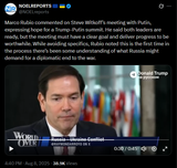 Marco Rubio commented on Steve Witkoff’s meeting with Putin, expressing hope for a Trump-Putin summit. He said both leaders are ready 08-08-2025 HD