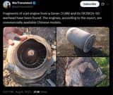 Fragments of a jet engine from a Geran-3 UAV and its OFZBCH-50 warhead have been found. The engines 08-08-2025 are commercially, Chinese models