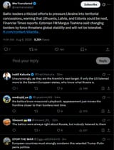 Baltic leaders criticized efforts to pressure Ukraine into territorial concessions, warning that Lithuania, Latvia, and Estonia could be next, Financial Times 09-08-2025 Margus Tsahkna