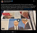 BBCSteveR 08-08-2025 Russian press reaction to potential Putin-Trump summit range from &#039;hastily organised summits risk unrealistic expectations&#039; HD