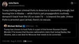 JuliaDavisNews 08-08-2025 Trump inviting war criminal Putin to America is nauseating enough, but hosting him in Alaska — while Putin&#039;s pet propagandists