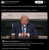 Reporter, Can we see you, Putin and Zelensky together in a few weeks 08-08-2025 President Trump, My instinct tells me we have a shot at it. HD