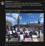 Screenshot 2025-08-09 at 18-11-00 Huda Ammori (@HudaAmmori) Thousands in Parliament Sq with many hundreds of protestors holding signs which say I oppose genocide. I support Palestine Action This may be the biggest single act of civil disobedience[...]