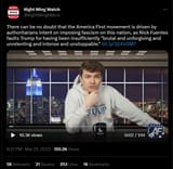 Nick Fuentes - Right Wing Watch - faults Trump for having been insufficiently brutal and unforgiving etc FN