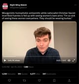 Nick Fuentes - Right Wing Watch - slut-shaming and other misogynistic tactics FN