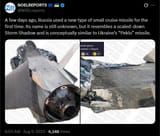 A few days ago, Russia used a new type of small cruise missile for the first time. Its name is still unknown, but it resembles a scaled-down Storm Shadow 09-08-2025