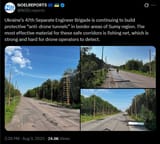 Ukraine’s 47th Separate Engineer Brigade is continuing to build protective &#039;anti-drone tunnels&#039; in border areas of Sumy region. 09-08-2025