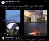 Ukrainian drones have struck several different areas of the facility, setting it on fire. Large plumes of smoke are visible from far away. 10-08-2025 Saratov oil refinery