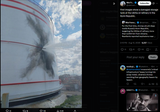 First images show a damaged storage tank at the Ukhta oil refinery in the Komi Republic. 10-08-2025