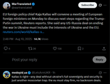 EU foreign policy chief Kaja Kallas will convene a meeting of European foreign ministers on Monday to discuss next steps regarding the Trump-Putin summit 10-08-2025 Reuters