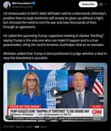 US Ambassador to NATO Matt Whitaker said he understands Zelensky’s position that no large territories will simply be given up without a fight 10-08-2025 HD