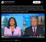 Senator Graham believes Ukraine will not expel all Russian forces and Russia will not advance on Kyiv, so a territorial exchange is likely in the end 10-08-2025 HD