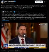 Trump is considering tariffs on China for purchasing Russian oil, but no final decision has been made yet, JD Vance said. 10-08-2025